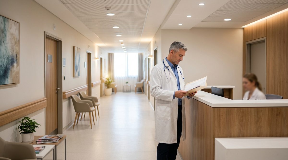 Nowoczesny oddział urologiczny w szpitalu, pokazujący czas oczekiwania na przyjęcie pacjenta na NFZ.