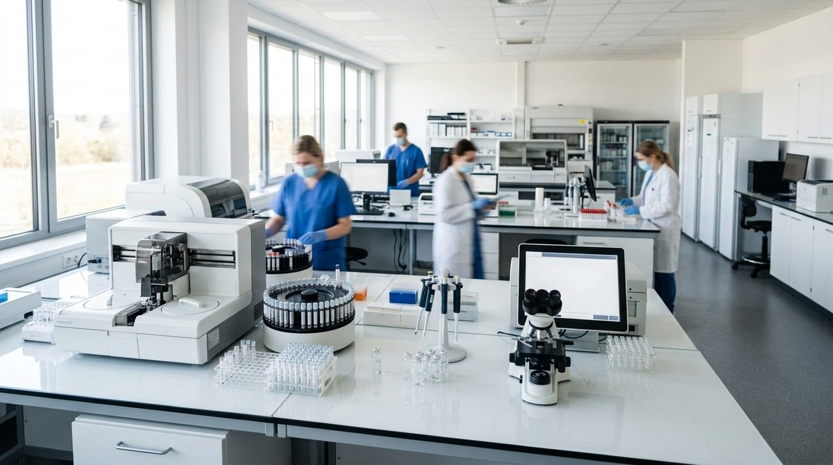 Artykuł wyjaśniający, kto jest właścicielem firmy Diagnostyka, prezentujący nowoczesne laboratorium medyczne.